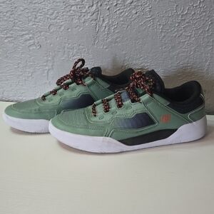 DC Green and Black Skate Shoes with Red Laces Style Name Metric